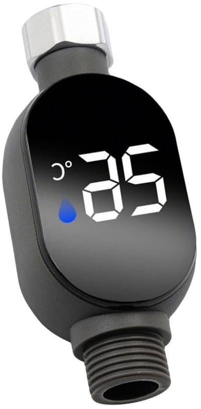 Douchetemperatuurmeter LED - Badwater Monitor - Veilig Douchen - Real-time Meting - 106x45 mm - Zilver