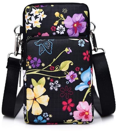 Dailygoods- Schoudertas Dames Waterdicht - Nylon - Telefoonhouder - Portemonnee - 3 Vakken - Voor Smartphones tot 6,5 Inch - Handtas