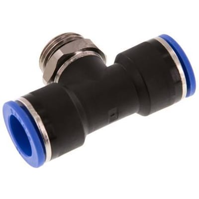 16mm x G1/2'' inline T-stuk Messing/PA 66 Insteekfitting Buitendraad Draaibaar NBR