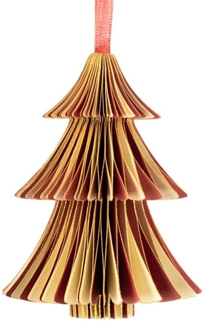 Papieren honeycomb kerstboom rood met wit