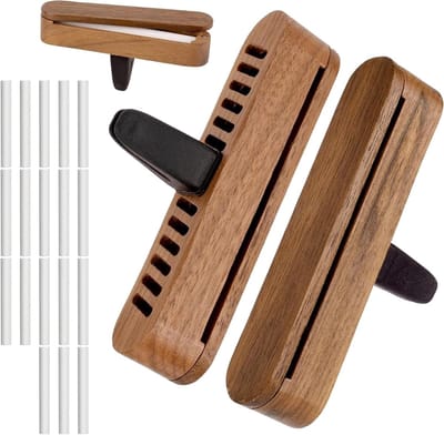 Essentiële olie autodiffuser set - 2 stuks met 18 navullingen, luchtverfrisser voor auto interieur, geurhout en autoparfum