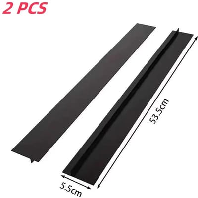 Couvercle d'espace de cuisine étanche, résistant aux taches, résistant aux hautes températures, bande d'étanchéité multifonctionnelle spécifique pour cuisinière, facile à installer et à nettoyer 2PCS noir