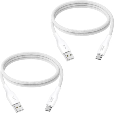 Usb A naar usb C kabel 2 meter - Oplaadkabel - Geschikt voor opladen android smartphone met usb C ingang - 2 stuks - Wit