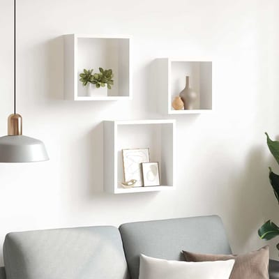 vidaXL - Wandschappen - kubus - 3 - st - MDF - wit