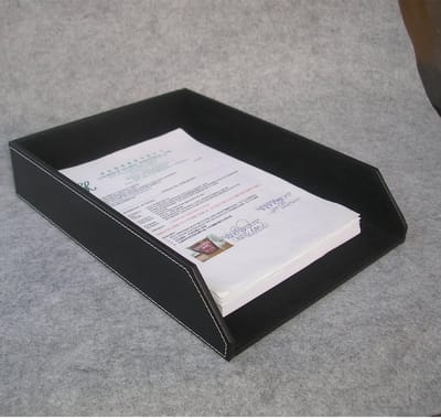 Leren Documentenbakje met Lades - Geschikt voor A4 Formaat - Stijlvol Kantooraccessoire voor Organisatie - Bureaublad Opberger voor Zakelijke Documenten