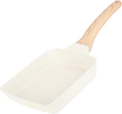 Tamagoyaki Koekenpan - Omeletpan Platte Pan - Ontbijt Maken - Vier Eieren Tegelijk - Rechthoekig - Beige