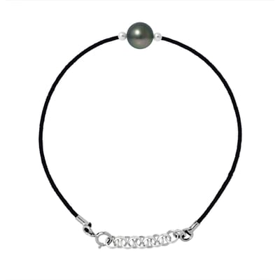 LOVE armband LINK Tahitian Pearl Ronde 8-9 mm Link Nylon Black 925