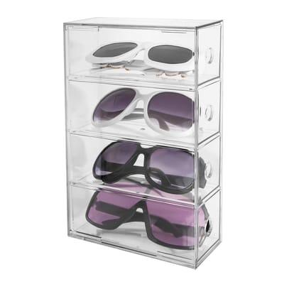 Allecto - Acryl Zonnebril Organizer - Voor Extra Grote Zonnebrillen - Doorzichtig - Opbergruimte voor Zonnebrillen - Geschikt voor Diverse Modellen