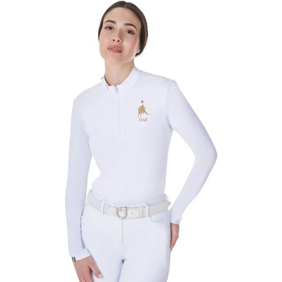 Dames wedstrijdpolo met lange mouwen Equestro X Fise
