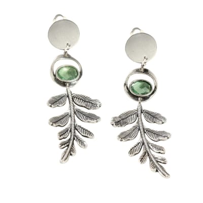 Clip oorbellen -groen -takje -zilverkleur- Geen gaatje- Charme Bijoux