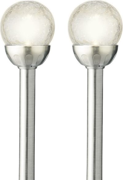 Lumineo LED tuinlampjes instekers - 2x - solar - ronde bol - 30 cm - tuinverlichting - buitenverlichting