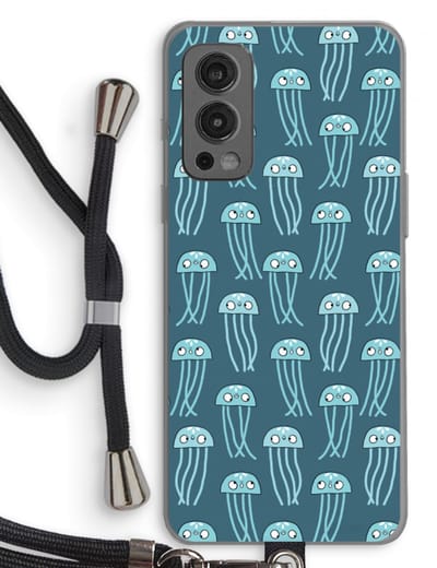Case Company® - Hoesje met koord geschikt voor OnePlus Nord 2 5G hoesje met Koord - Kwallie - Telefoonhoesje met Zwart Koord - Bescherming aan alle Kanten en Over de Schermrand