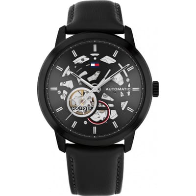 Tommy Hilfiger Henry 1710659 Horloge - Leer - Zwart - Ø 43 mm
