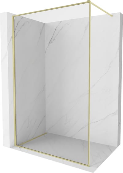 Mexen Kioto-F douchewand Walk-in met frame 180 x 202 , transparant 8 mm, geborsteld goud - 800-180-104-55-00