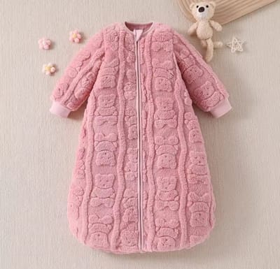 Slaapzak baby - winter slaapzak - fleece slaapzak - roze slaapzak - slaapzak lange mouwen - slaapzak maat 86/92 - slaapzak 6-12 maanden