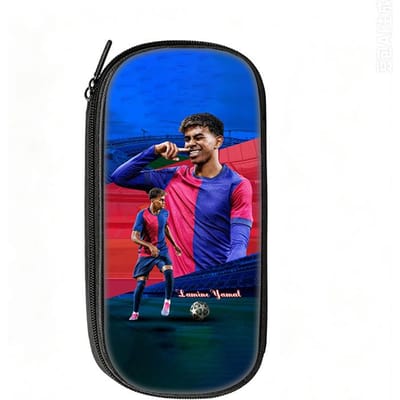 Voetbalster Pennenbak L-Lamin Yamal Patroon Leer Potlooddoos Beste Cadeau Make-up Tas Student Reis Voetbal Sport Potloodzakje