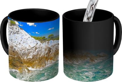 Magische Mok - Foto op Warmte Mokken - Koffiemok - Zee - Klif - Zomer - Tropisch - Magic Mok - Beker - 350 ML - Theemok