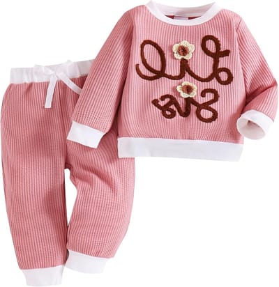 Matching Outfits voor Zussen - Roze Lange Mouwen Sweatshirt en Broek Set voor Peuterm girls - Herfst en Winter Kleding