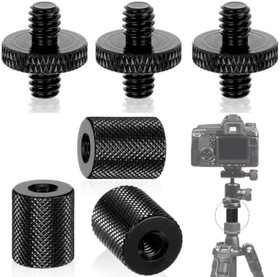 6-delige set 1/4 inch tripod adapters, universele schroefverbinding voor camera's en microfoons, perfecte oplossing voor stabiliteit en montage