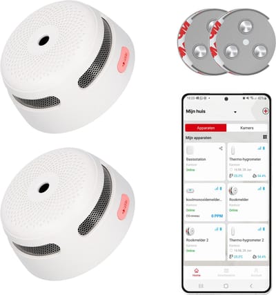 X-Sense XS01-WX Slimme rookmelder met Wifi - 2 Rookmelders - Met magneet montage - X-Sense Home Security - Voldoet aan Europese norm - Brandalarm zonder boren