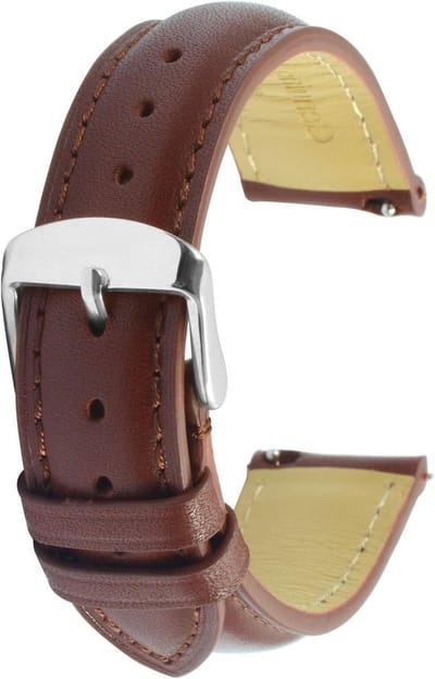 Leren Horlogeband 18mm Zwart Vervangband met Polished Sluiting, Padded en Super Zacht voor Comfortabel Draaggemak (18mm 20mm 22mm)