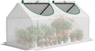 Outsunny - Kas - met 2 halfronde ramen - 120L x 60B x 60H cm - Wit