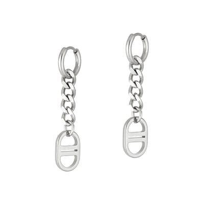 Yehwang - Oorbellen - Good Life - oorring - Zilverkleurig - Stainless Steel