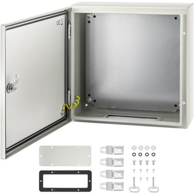 VEVOR Schakelkast Nema IndustriëLe Behuizing 40x40x15cm Nema 4x Stalen Verdeelkast Ip66 Waterdicht en Stofdicht Elektrische Aansluitdoos voor Buiten/Binnen Met Montageplaat