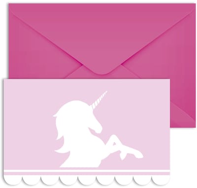 Vegaoo - 6 uitnodigingskaarten met enveloppen pastel eenhoorn 14 x 9 cm voor verjaardag