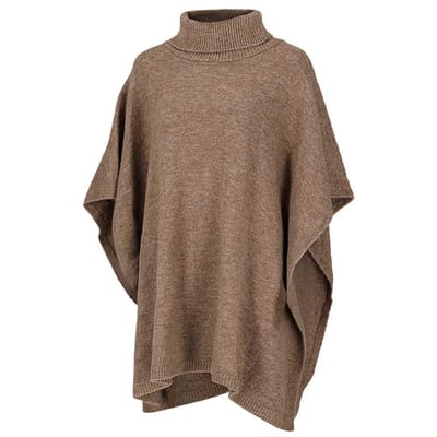 Gebreide poncho dames - Fashion - One size - Donker Taupe