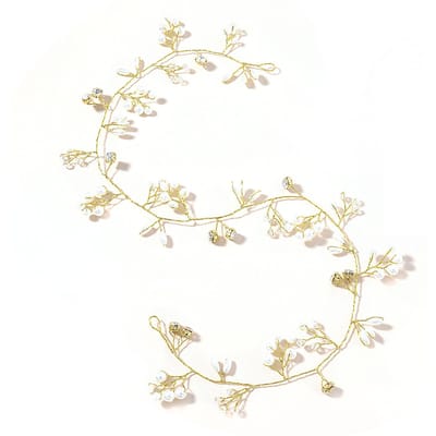 Accessoire de tête en perles pour mariée Chaîne souple Décoration en perles Coiffe Accessoires de cheveux de mariage 50cm Doré doré
