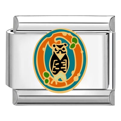 Quiges - Schakel - Bedel - 9mm - charms - Kleurrijk - alfabet O - Geschikt voor - armband - Schakelarmband - italy bedels armband