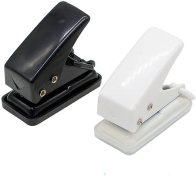 Set van 2 Kleine Handige Enkele Papierperforators - Zwart en Wit