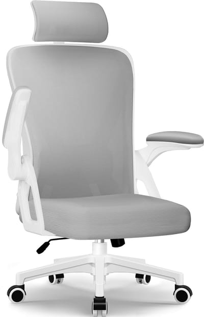 Bureaustoel-ergonomische bureaustoel-bureaustoelen voor volwassenenOpklapbare armleuningen-2D lendensteun-Maximale kanteling 175°