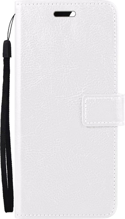 Hoes - Met Pasjeshouder - Geschikt voor OPPO A16s - Luxe Bookcase Portemonee - Flip Case - Kunstleer Book Case - Flipcase - Book Cover - Walletcase - PortemonneeHoes - Wit