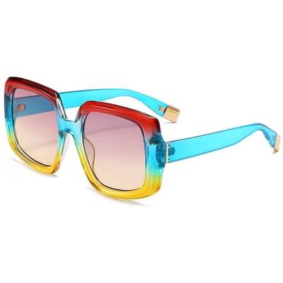 Nieuwste Kleurrijke Vierkante Zonnebril Vrouwelijk Verloopframe Mannelijk Reizen Zon Beschermende Bril Mannelijk Vrouwelijk UV Bescherming 400 Gafas Oculos Retro Designer Luxe as picture blue