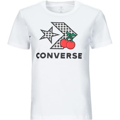 T-shirt Korte Mouw Converse CHERRY STAR CHEVRON INFILL TEE WHITE