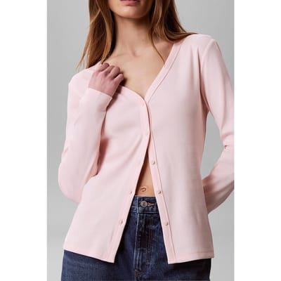 Calvin Klein Long Sleeve Heritage Label Bomber Mangano Calcite Taglia: XS | Maglie a manica lunga Outlet | Donna