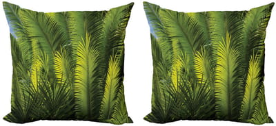 ABAKUHAUS Palme Kussenhoes Set – 2x45x45 cm – Dubbelzijdig – Groen