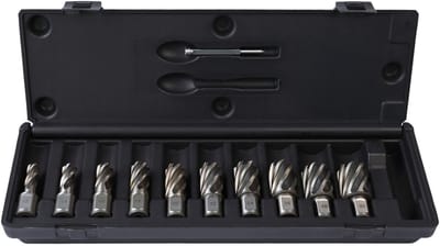 WELDON Kernboor Set HSS-G 11-delig – 12 t/m 30 mm – Inclusief Centreerstift – Snijdiepte 30 mm – Voor Metaal en Staal