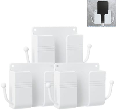 3 stuks:Afstandsbediening houder，Wandmontage Opbergdozen，opbergdoos, zelfklevend, oplaadstandaard, opbergrek, geschikt voor woonkamer, slaapkamer, keuken, wit, 10*3*9,5cm