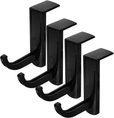 4 Stuks - Koptelefoonhouders - 8*2.5*7.6 cm - Headset Houder - Koptelefoon Haak - Koptelefoon Standaard - Headset Hanger - Zwart - Kunststof - Antislip - Zelfklevend - Koptelefoon Houder voor Bureau