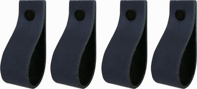 Handles and more - 4x Leren handgrepen - lusjes - Navy - XS (12,6cm) - incl. 3 kleuren schroefjes (handgreepjes - leren greepjes - leren lusjes)