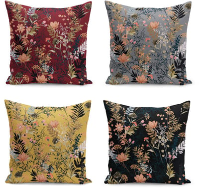Velvet Kussenhoesjes - kussenhoes set van 4 - 45x45 - Bloemen - Aan beide zijdig bedrukt
