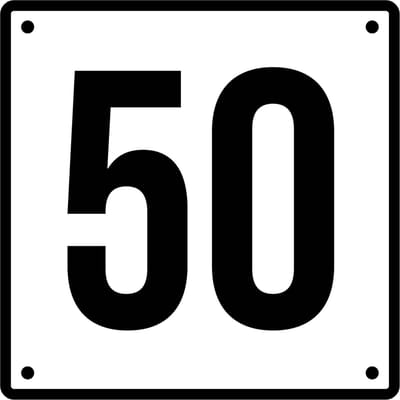 Huisnummerbord 50 - Incl. Schroeven en Pluggen – Acrylaat - 10 x 10 cm - Wit met Zwart