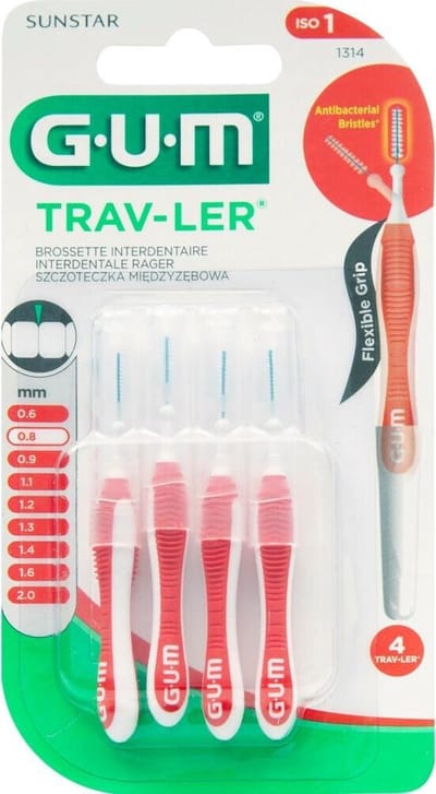 6x GUM Trav-Ler Ragers Rood 0.8mm blister à 4 stuks