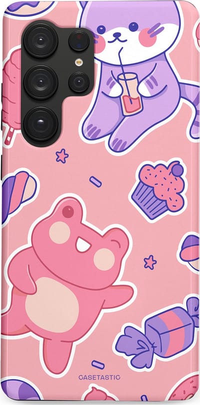 Casetastic hoesje geschikt voor Samsung Galaxy S25 Ultra - Dubbellaagse bescherming - Snoepvriendjes - Fashion Case - Lichtroze Lavendel Koraal