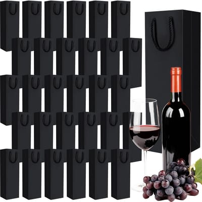 Dailygoods- Wijnzak 30 Stuks - Kraft Papier - Herbruikbaar - Gedraaide Handgrepen - Stevig - Perfect voor Geschenken - Geschenkzak