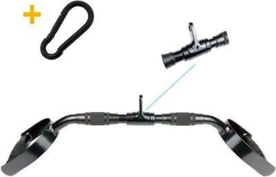 MIRO® Lat Pulldown Bar - Krachtstation - Rug - Bicep - Fitness - Rubberen Handvaten - 75 CM - Multifunctioneel - - + Karabijnhaak - Black Edition
