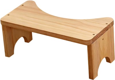 Ergonomische Houten Toiletkruk - WC Krukje – Massief Hout Toilet Voetenbankje – Badkamer Opstapkruk voor Zwangere Vrouwen en Senioren - Bruin